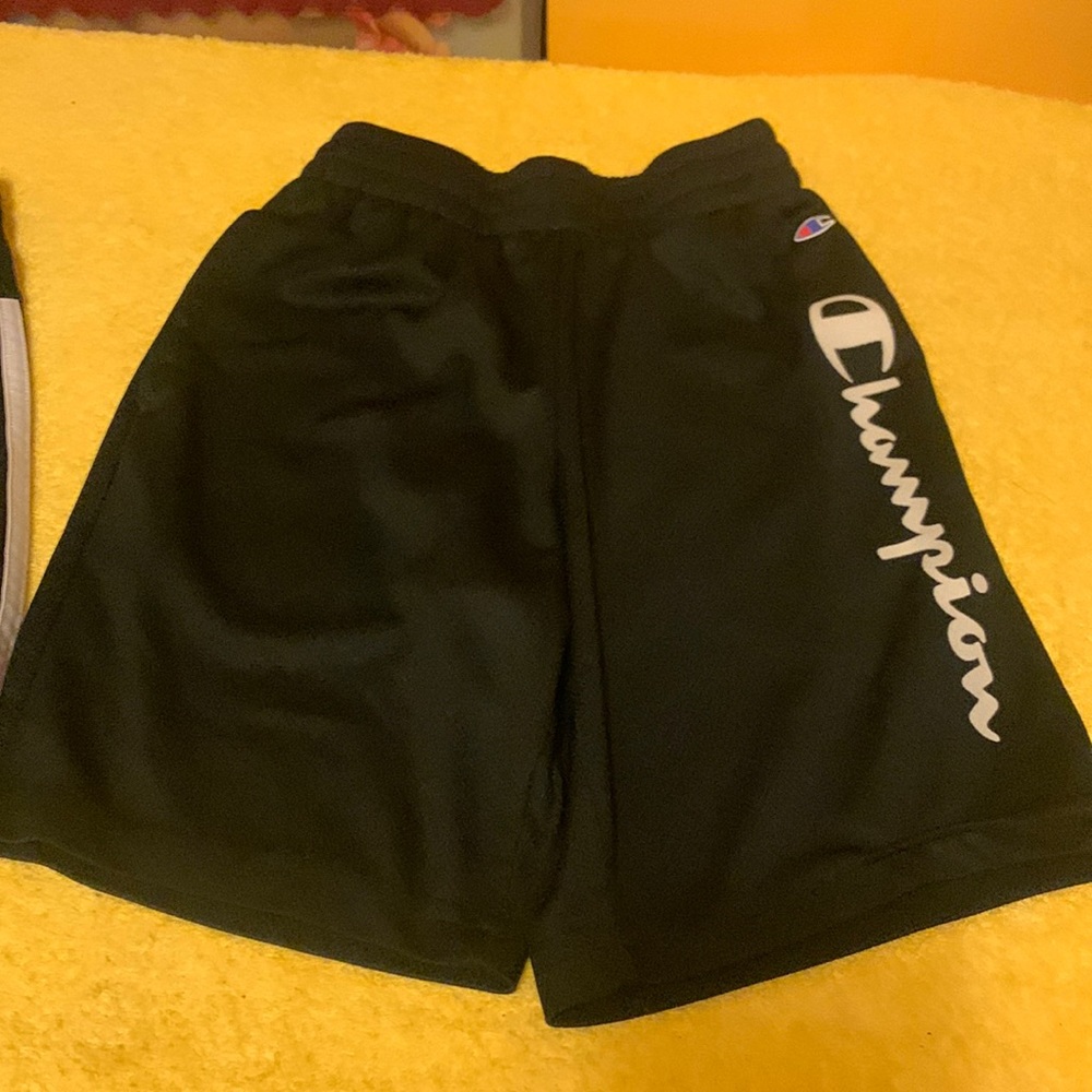 Champions Short size 7/8 color black & Adidas shorts size 10/12 black/white kids